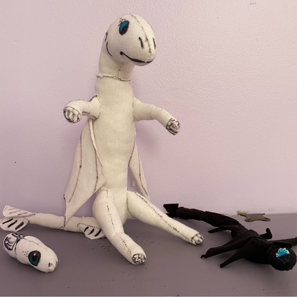 (3) DRAGONS Plush LIGHTFURY, POUNCER, and NIGHTFURY Handmade COLLECTIBLES - Picture 2 of 16